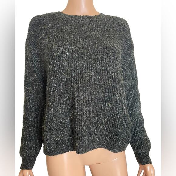BP sweater Deep green and black two toned ribbed knitted long sleeve SZ M - Picture 1 of 6